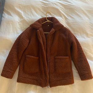Burnt orange teddy bear coat